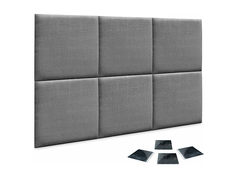 DHOME Set di 6 Pannelloi Rivestitoi in Lino Autoadesivo per Parete Fonoassorbentei Protettivoi dagli Impatti Testiera (Grigio Scuro, 60x60cm, x6)