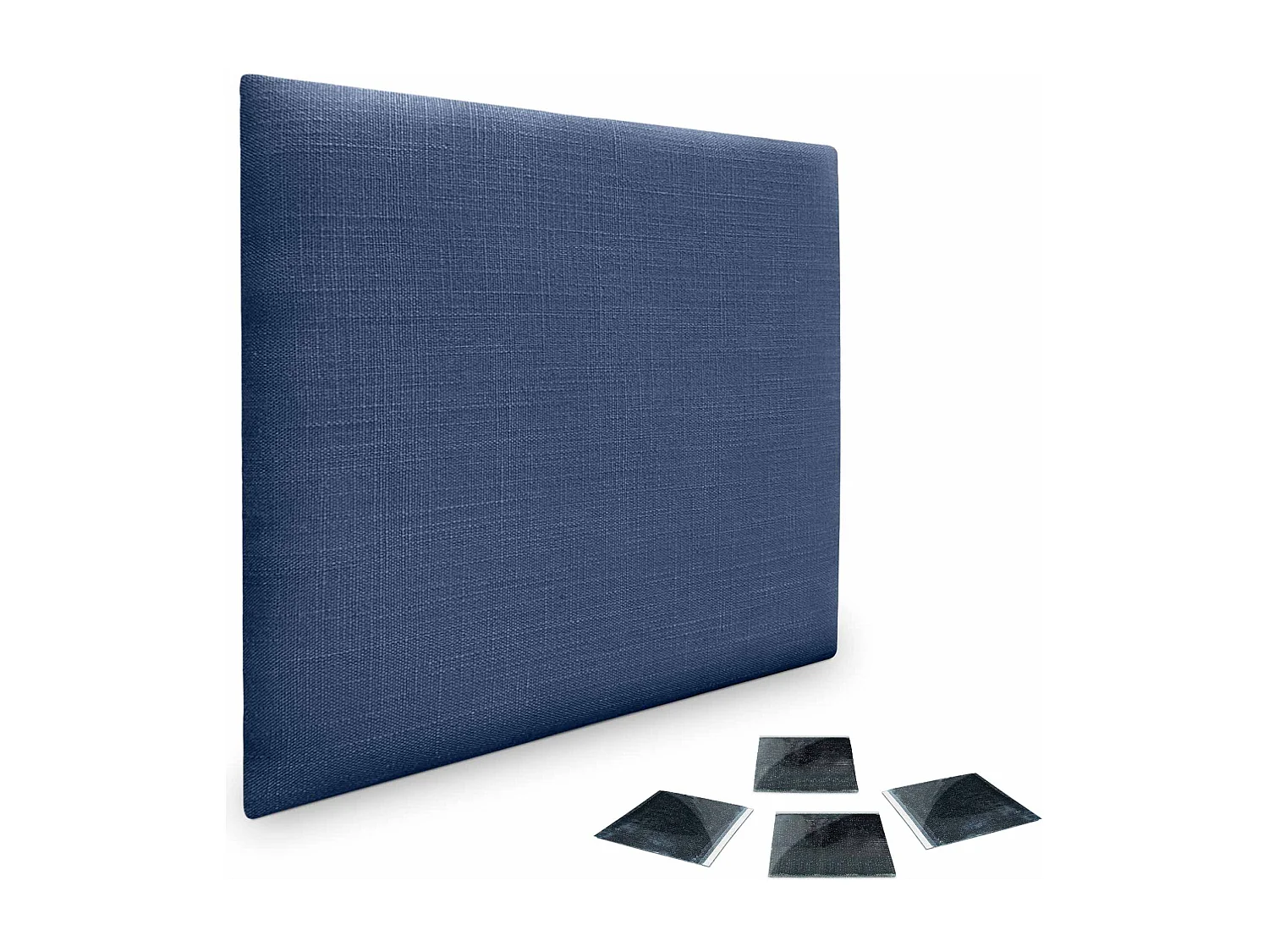DHOME Set aus 1 mit Leinen gepolsterten selbstklebenden Paneel für Wände - Schallabsorbierend, Stoßschutz, Kopfteil-Dekoration (Marineblau, 60x60cm, x1)
