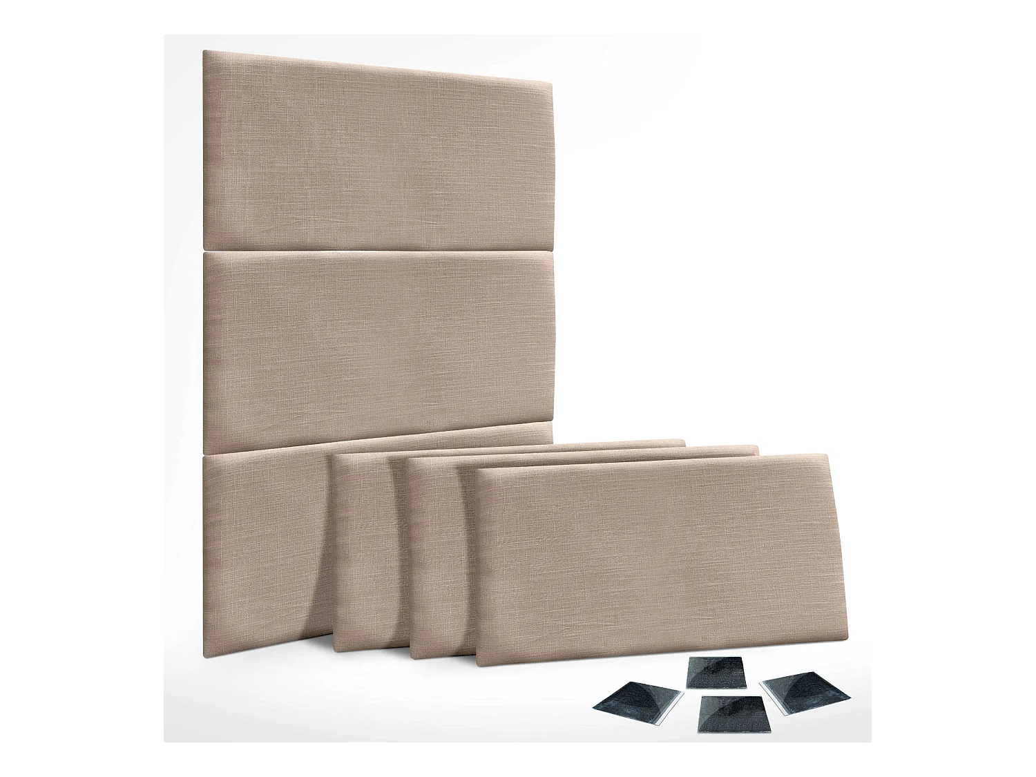 DHOME Ensemble de 6 Panneaux muraux en lin autocollants, absorption acoustique, protection contre les chocs et Têtes de Lit (Terre, 60x50cm, x6)