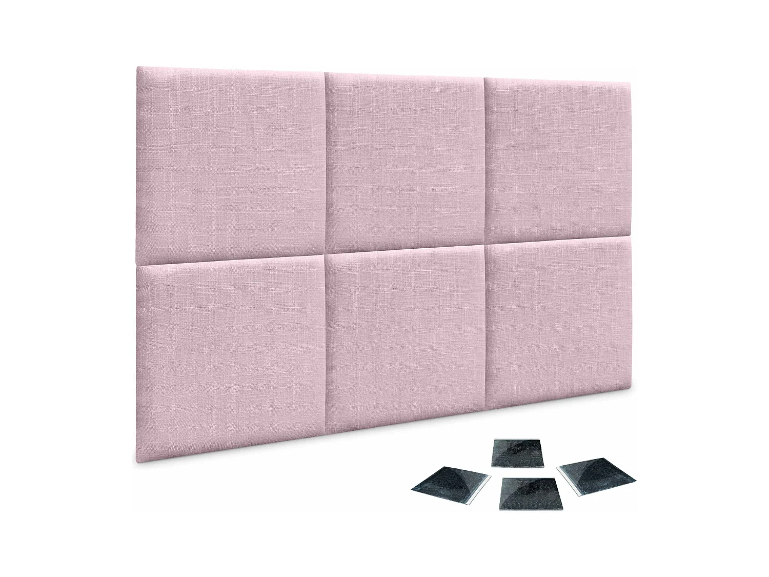DHOME Set di 6 Pannelloi Rivestitoi in Lino Autoadesivo per Parete Fonoassorbentei Protettivoi dagli Impatti Testiera (Rosa Pallido, 60x60cm, x6)