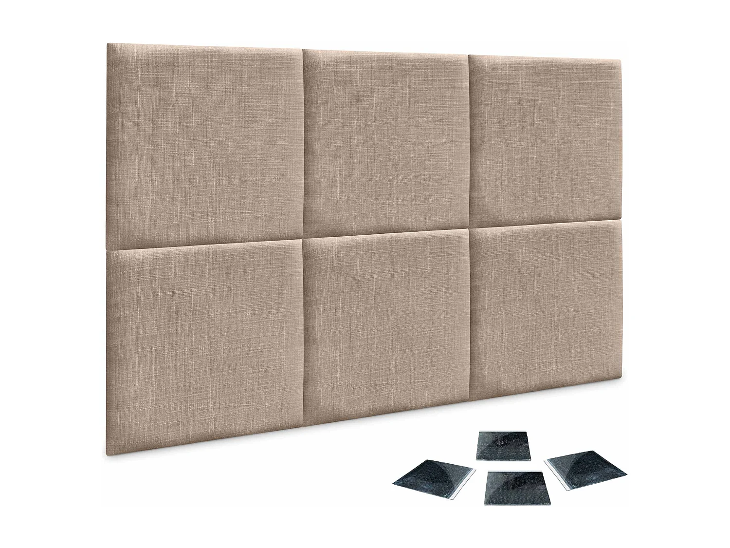 DHOME Ensemble de 6 Panneaux muraux en lin autocollants, absorption acoustique, protection contre les chocs et Têtes de Lit (Terre, 50x50cm, x6)