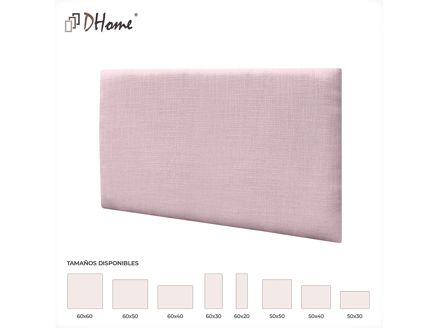 DHOME Ensemble de 1 Panneau mural en lin autocollant, absorption acoustique, protection contre les chocs et têtes de lit (Rose Poudré, 50x30cm, x1)