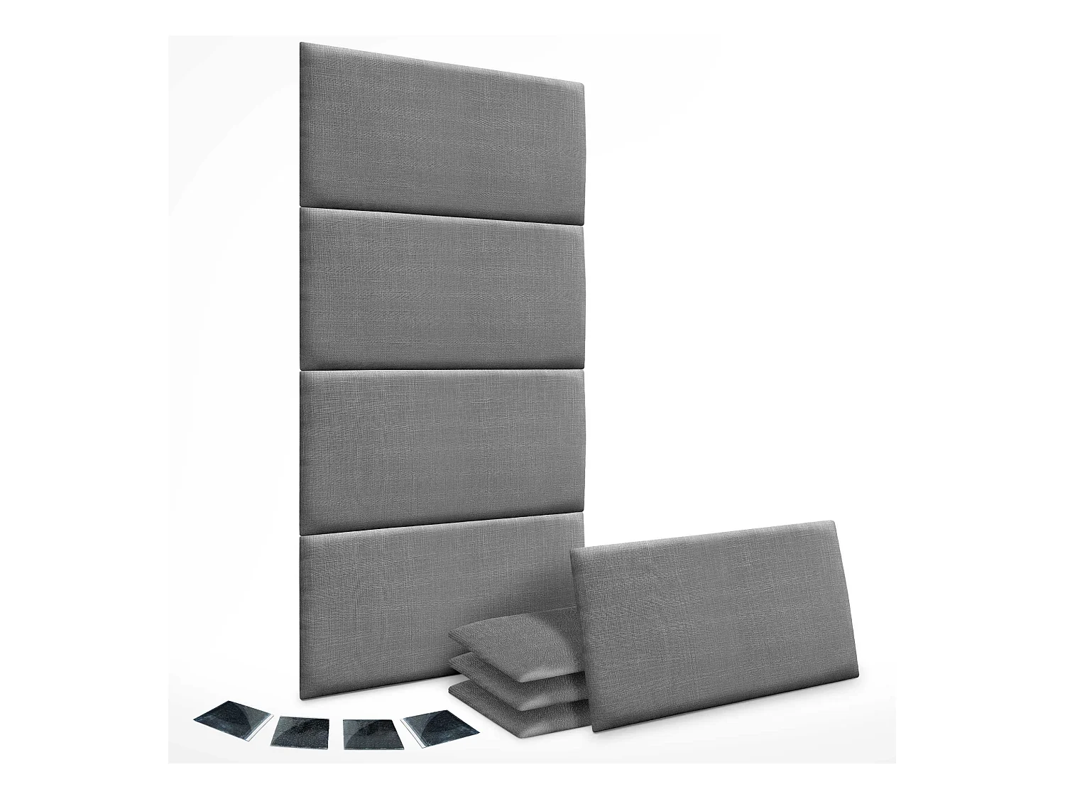 DHOME Set di 8 Pannelloi Rivestitoi in Lino Autoadesivo per Parete Fonoassorbentei Protettivoi dagli Impatti Testiera (Grigio Scuro, 60x40cm, x8)