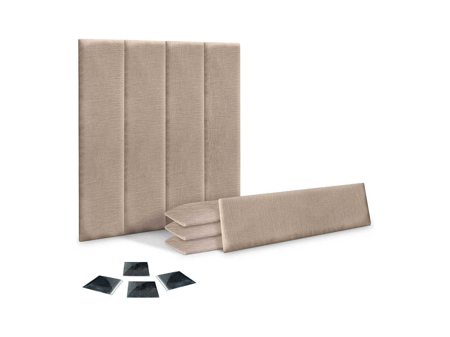 DHOME Ensemble de 8 Panneaux muraux en lin autocollants, absorption acoustique, protection contre les chocs et Têtes de Lit (Terre, 60x20cm, x8)