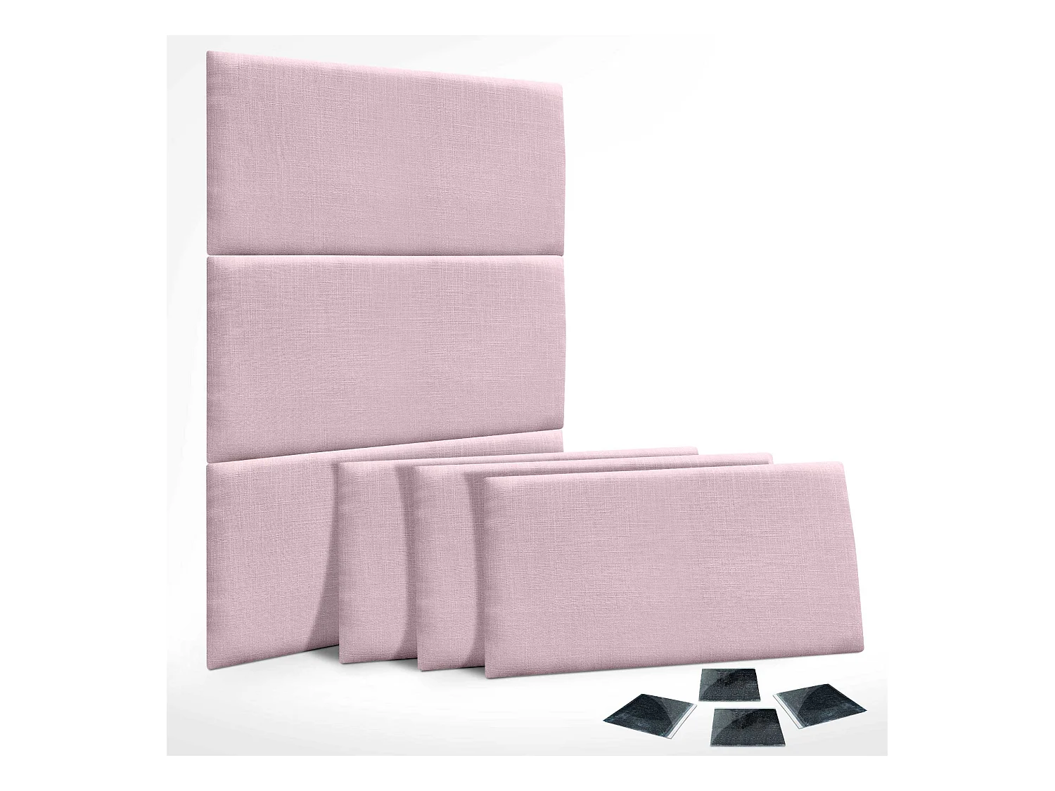 DHOME Ensemble de 6 Panneaux muraux en lin autocollants, absorption acoustique, protection contre les chocs et Têtes de Lit (Rose Poudré, 50x40cm, x6)