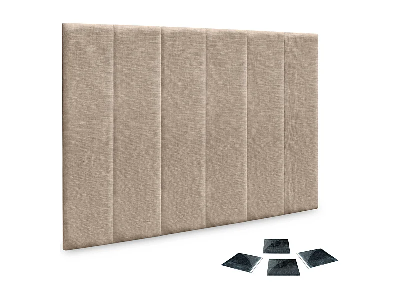 DHOME Ensemble de 6 Panneaux muraux en lin autocollants, absorption acoustique, protection contre les chocs et Têtes de Lit (Terre, 60x20cm, x6)