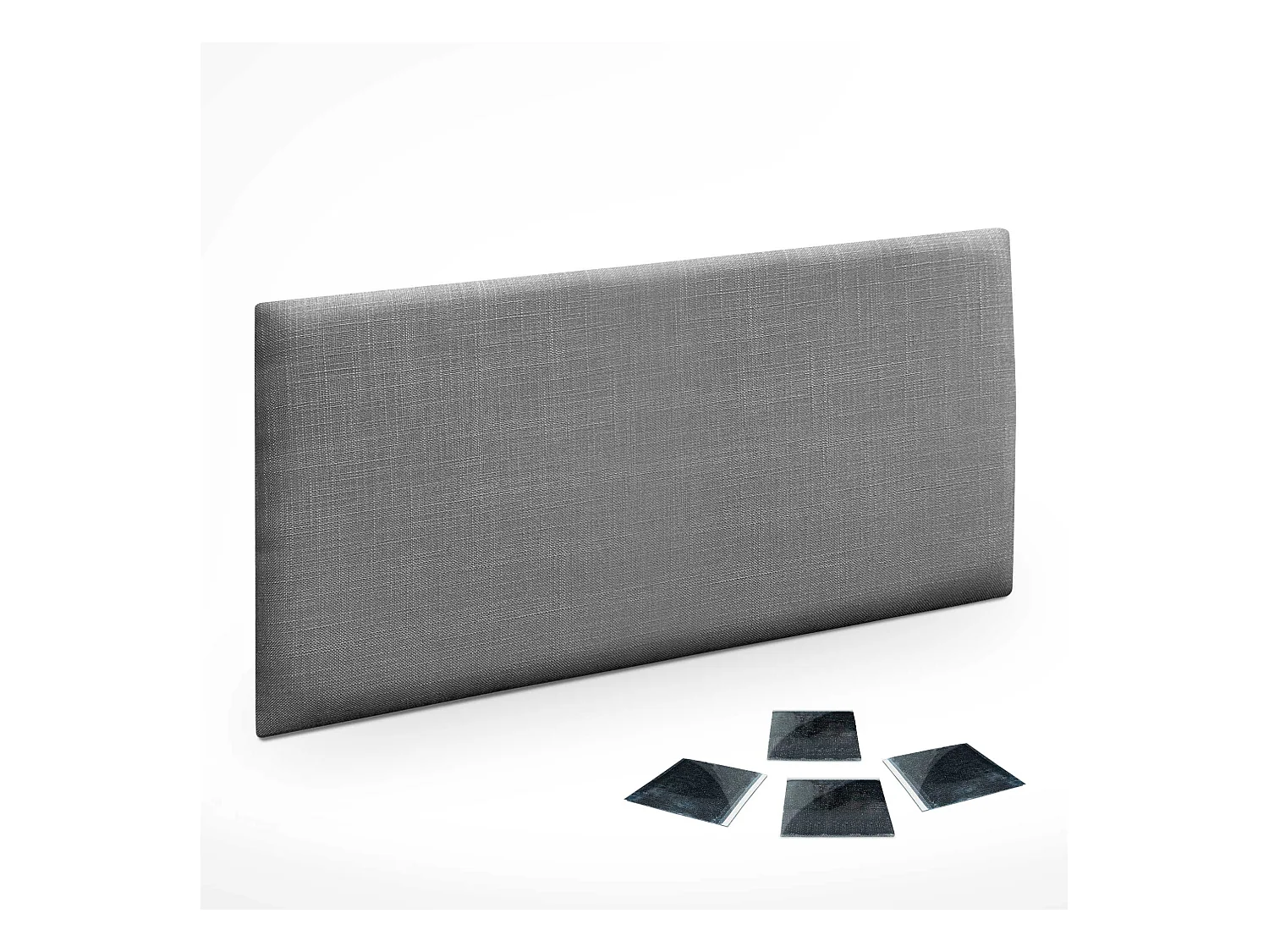 DHOME Set van 1 gestoffeerd linnen paneel – Zelfklevende wandpanelen, geluidsabsorberend, schokbescherming, hoofdbord (Donkergrijs, 60x50cm, x1)