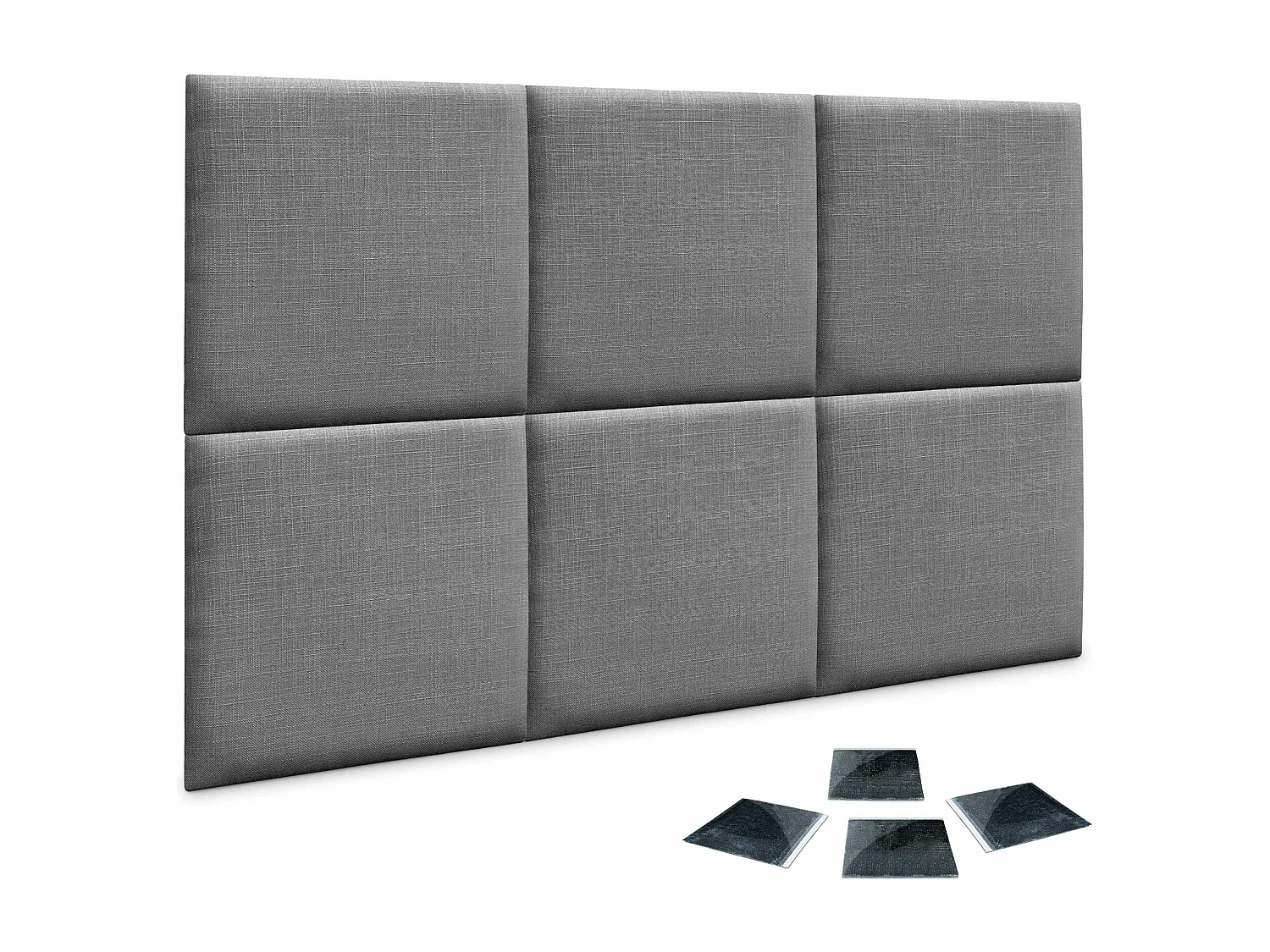 DHOME Ensemble de 6 Panneaux muraux en lin autocollants, absorption acoustique, protection contre les chocs et Têtes de Lit (Gris Foncé, 50x50cm, x6)