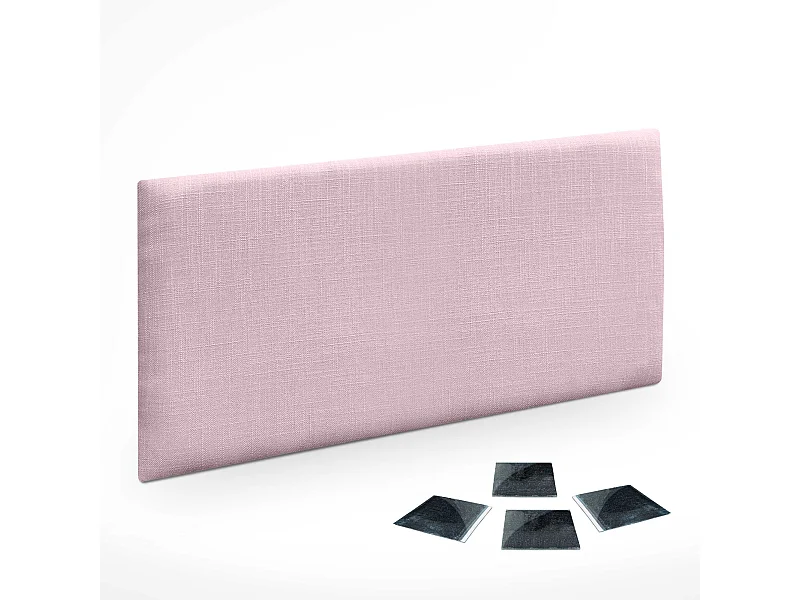DHOME Set aus 1 mit Leinen gepolsterten selbstklebenden Paneel für Wände - Schallabsorbierend, Stoßschutz, Kopfteil-Dekoration (Rosa, 60x40cm, x1)