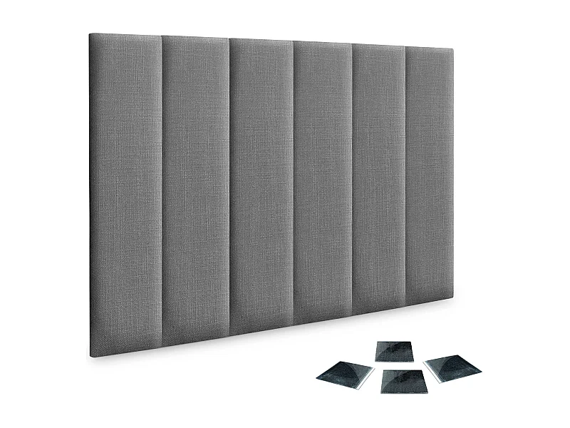 DHOME Ensemble de 6 Panneaux muraux en lin autocollants, absorption acoustique, protection contre les chocs et Têtes de Lit (Gris Foncé, 60x20cm, x6)