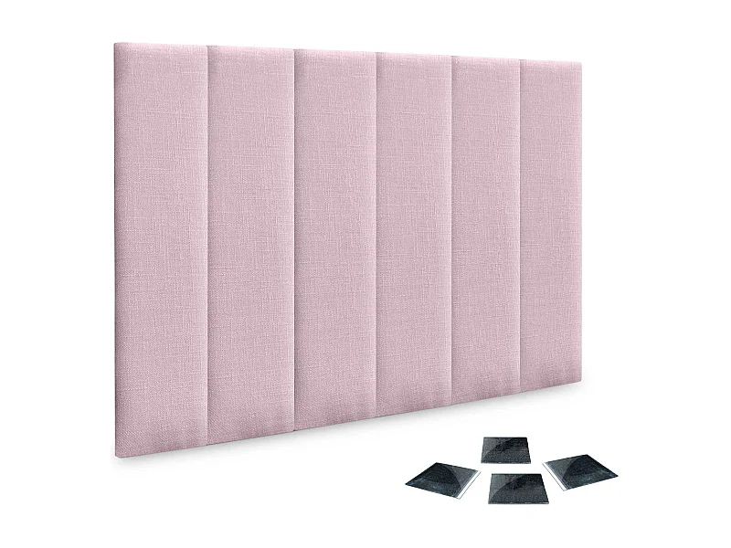 DHOME Ensemble de 6 Panneaux muraux en lin autocollants, absorption acoustique, protection contre les chocs et Têtes de Lit (Rose Poudré, 60x20cm, x6)