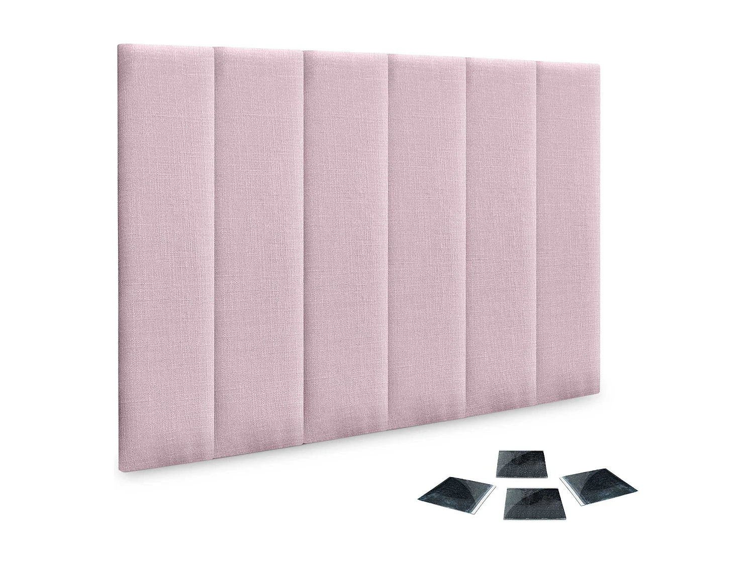 DHOME Ensemble de 6 Panneaux muraux en lin autocollants, absorption acoustique, protection contre les chocs et Têtes de Lit (Rose Poudré, 60x20cm, x6)