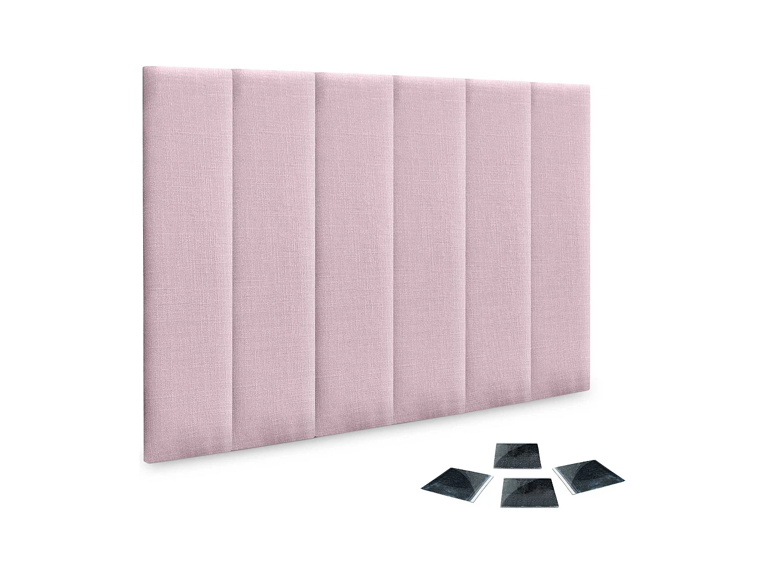 DHOME Ensemble de 6 Panneaux muraux en lin autocollants, absorption acoustique, protection contre les chocs et Têtes de Lit (Rose Poudré, 60x20cm, x6)