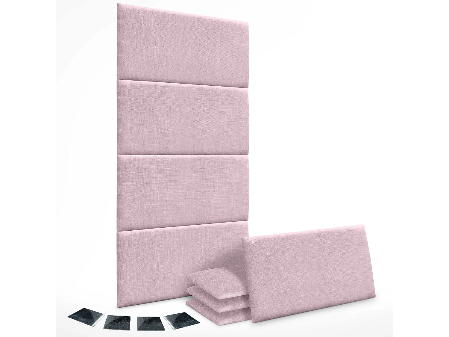 DHOME Set aus 1 mit Leinen gepolsterten selbstklebenden Paneel für Wände - Schallabsorbierend, Stoßschutz, Kopfteil-Dekoration (Rosa, 50x40cm, X8)