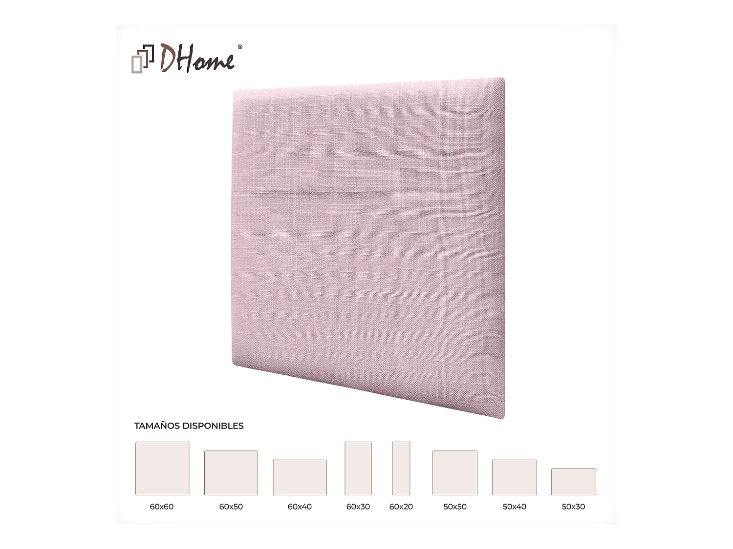DHOME Ensemble de 8 Panneaux muraux en lin autocollants, absorption acoustique, protection contre les chocs et Têtes de Lit (Rose Poudré, 50x50cm, x8)