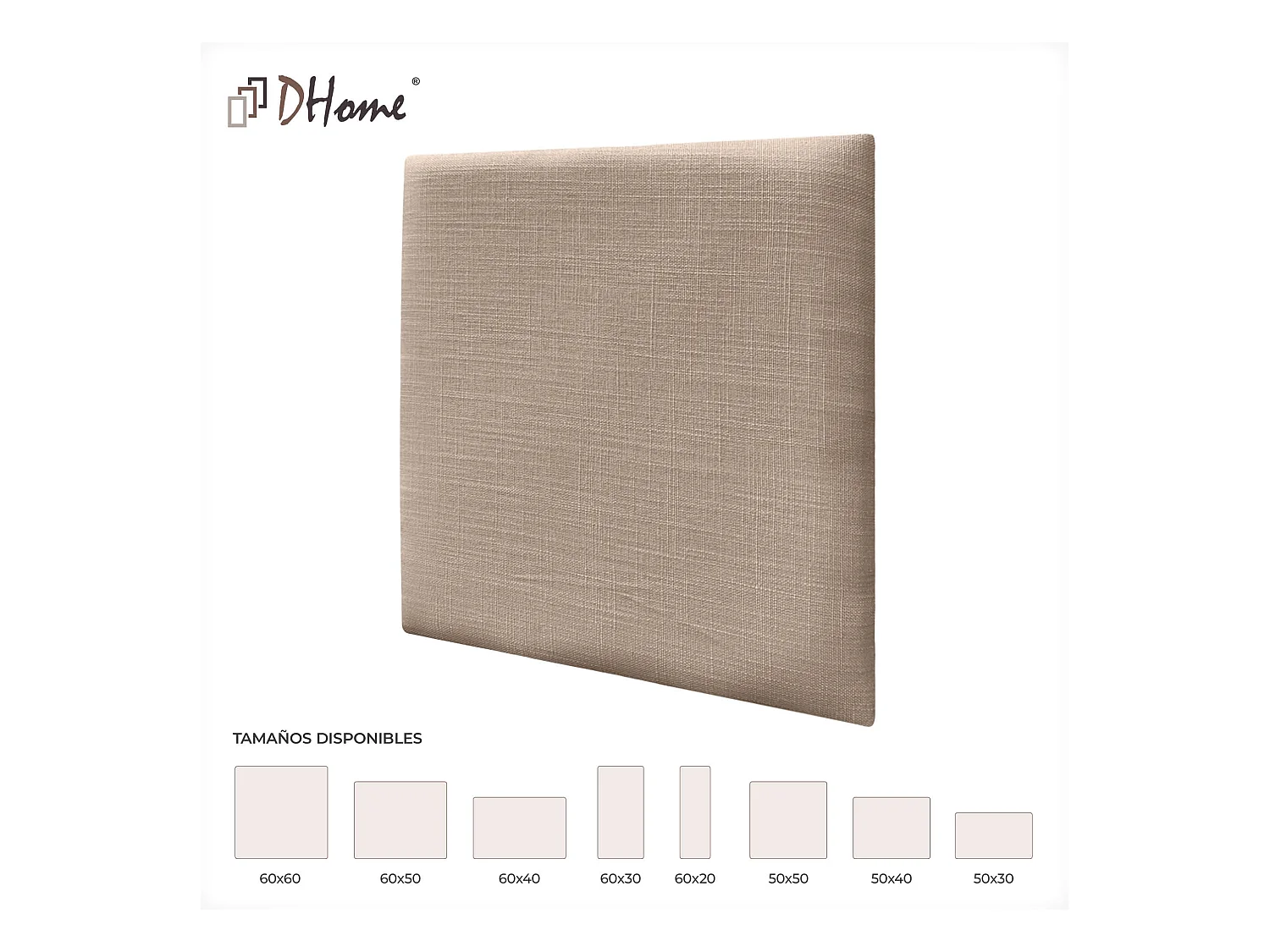 DHOME Ensemble de 8 Panneaux muraux en lin autocollants, absorption acoustique, protection contre les chocs et Têtes de Lit (Terre, 50x50cm, x8)