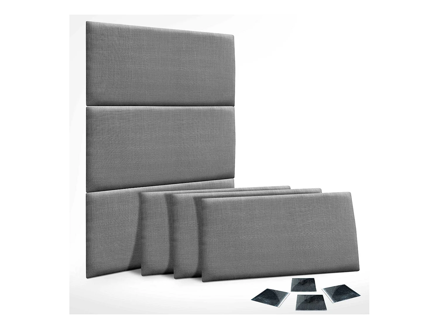 DHOME Ensemble de 6 Panneaux muraux en lin autocollants, absorption acoustique, protection contre les chocs et Têtes de Lit (Gris Foncé, 50x30cm, x6)