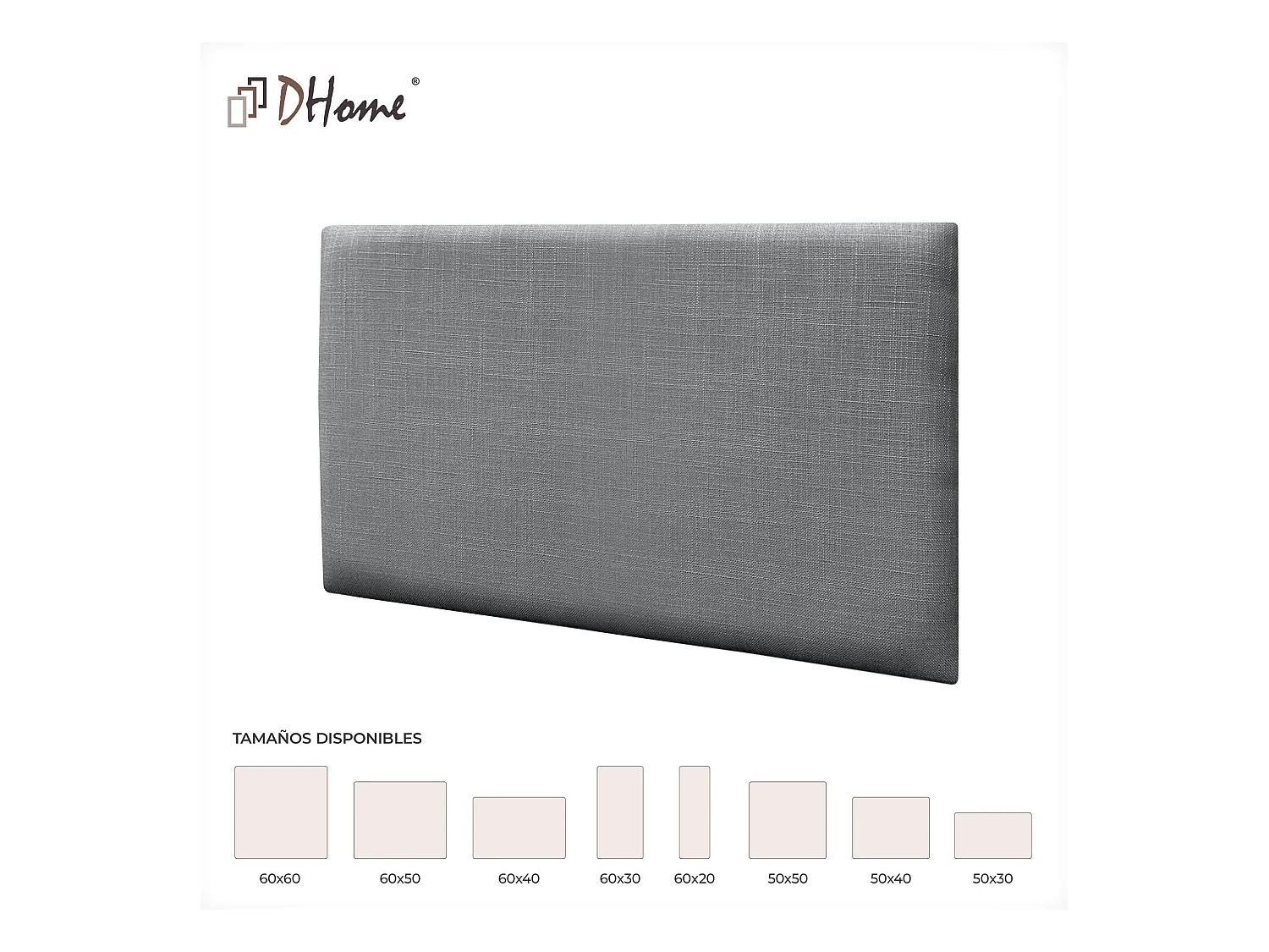 DHOME Ensemble de 6 Panneaux muraux en lin autocollants, absorption acoustique, protection contre les chocs et Têtes de Lit (Gris Foncé, 50x30cm, x6)