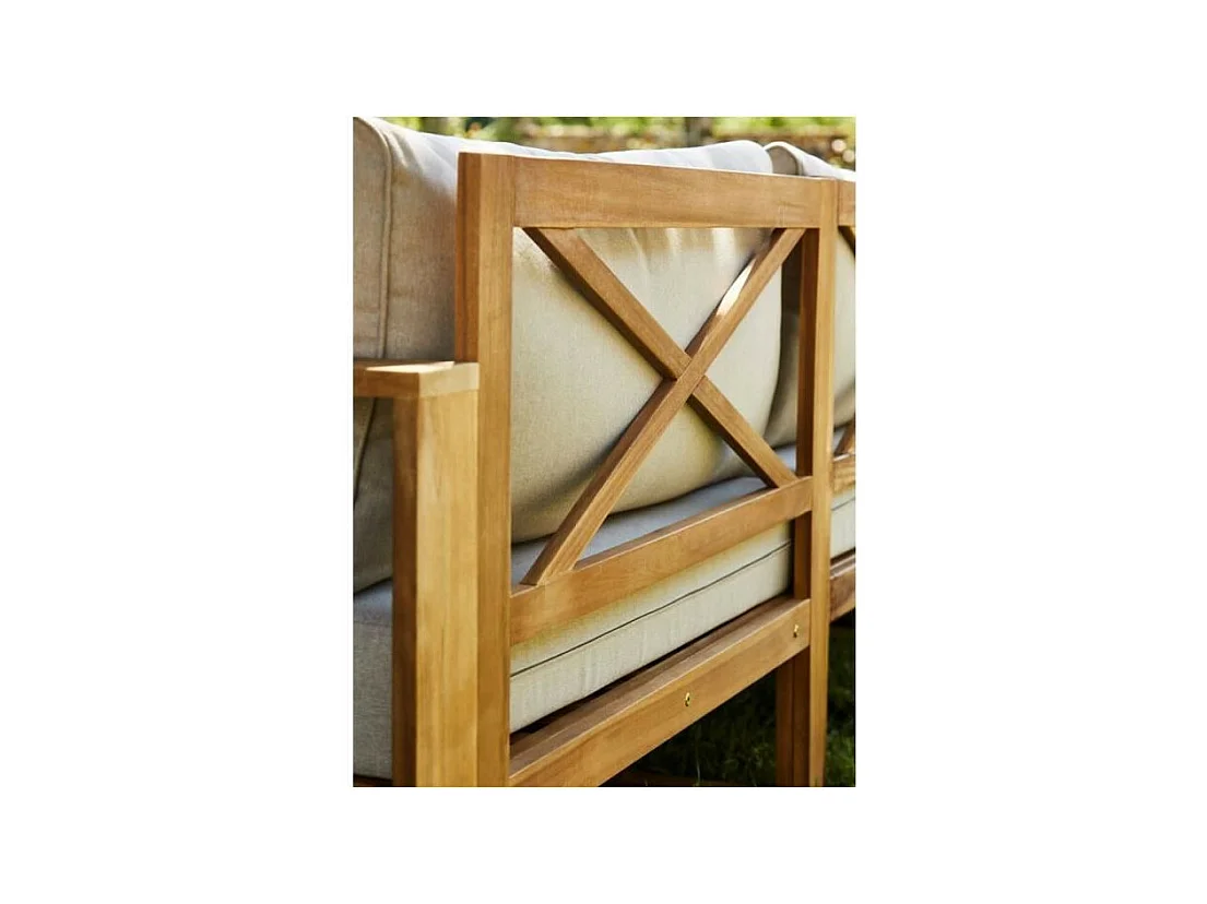 Salon de jardin en bois dAcacia FSC avec coussins + housse de protection - 7 personnes - Levata - Gris
