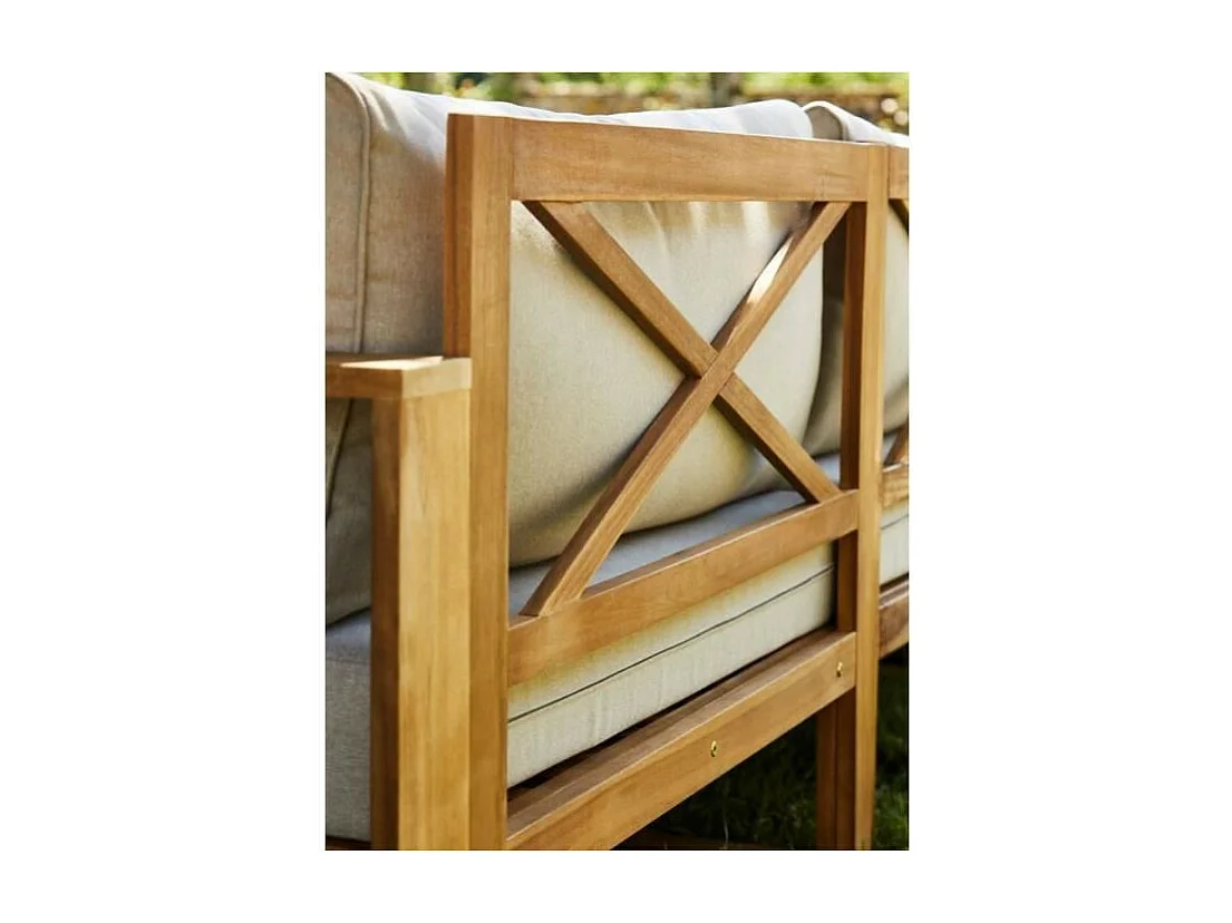 Salon de jardin en bois dAcacia FSC avec coussins + housse de protection - 7 personnes - Levata - Gris