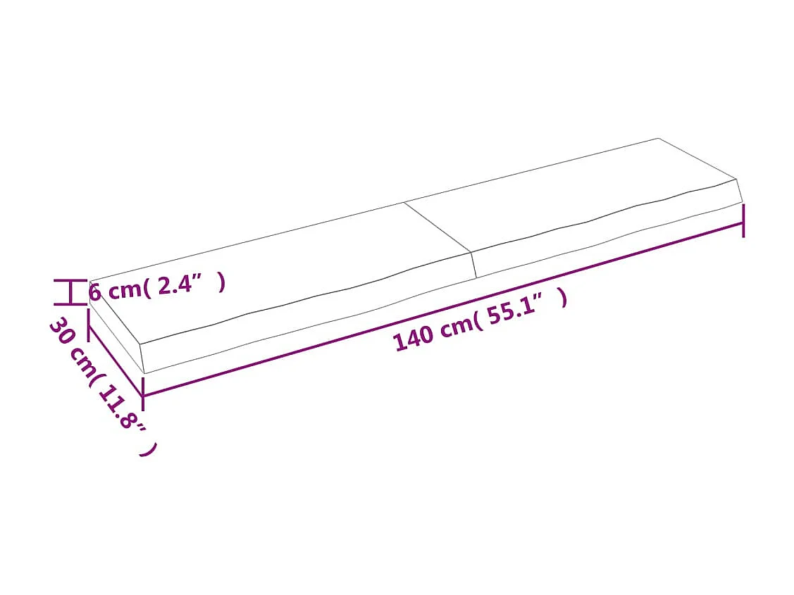Comptoir de salle de bain marron foncé bois massif traité