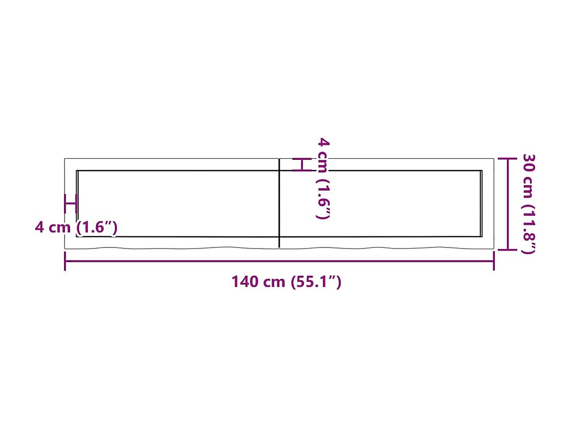 Comptoir de salle de bain marron foncé bois massif traité