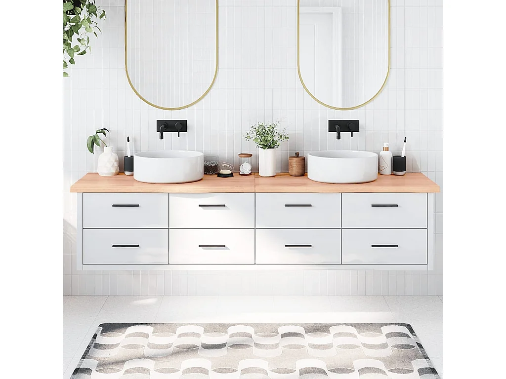 Comptoir de salle de bain marron 220x60x(2-4) cm bois traité