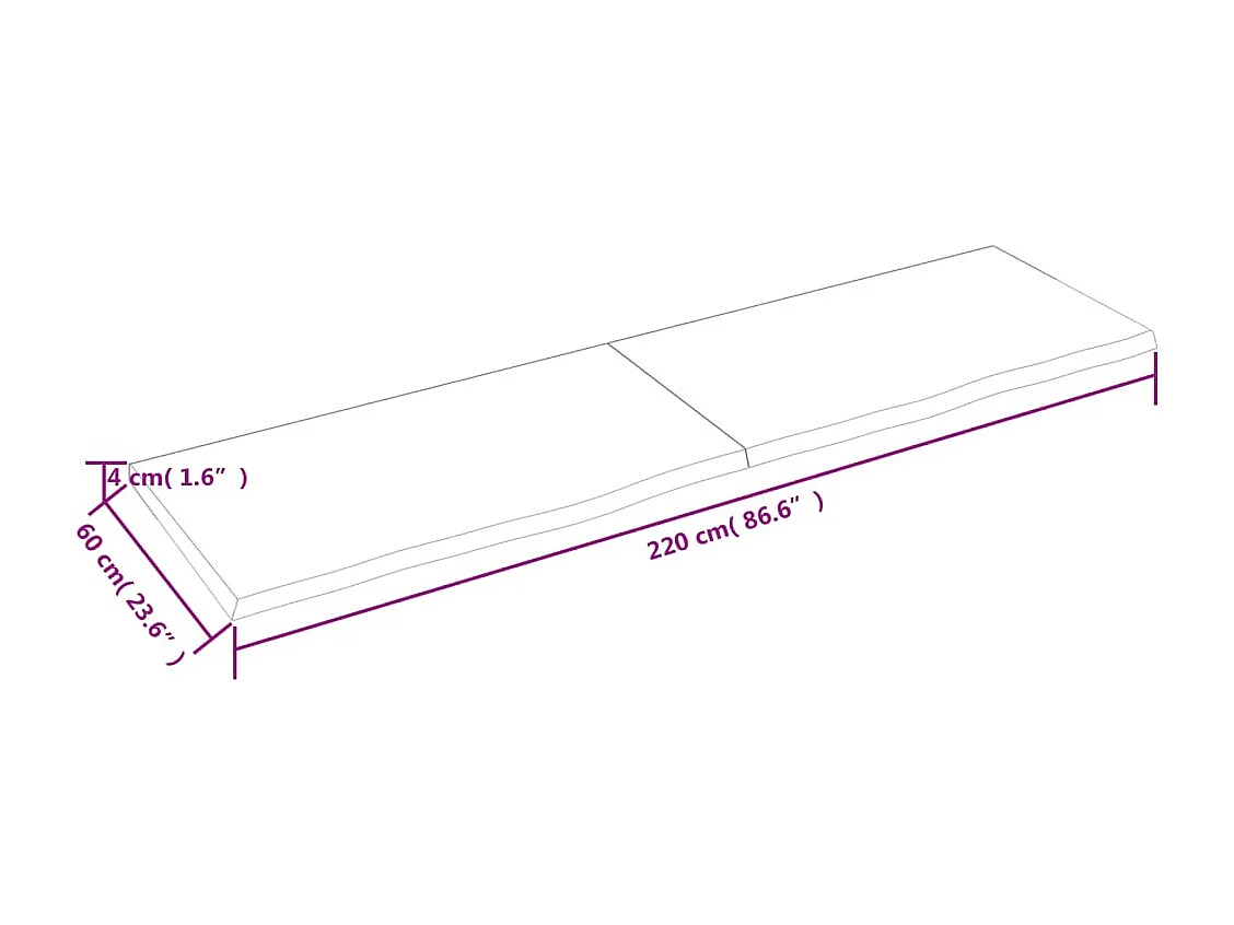 Comptoir de salle de bain marron 220x60x(2-4) cm bois traité