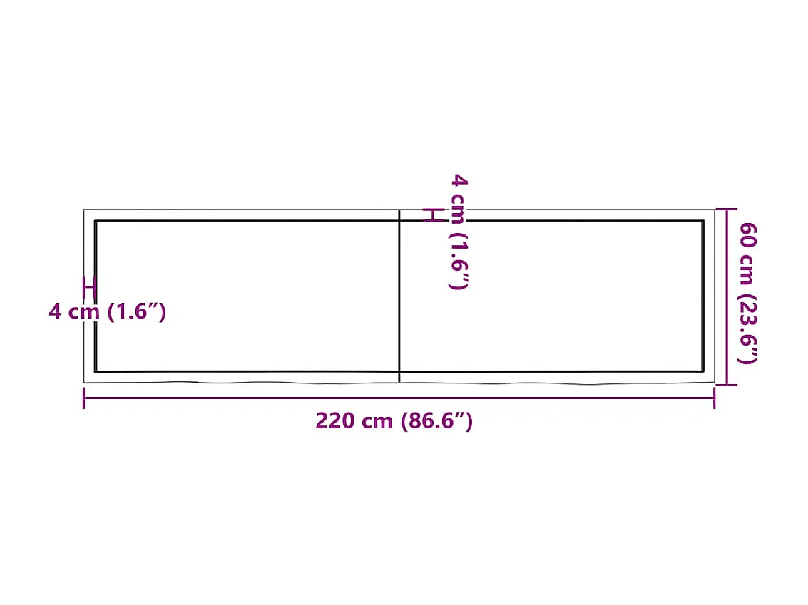Comptoir de salle de bain marron 220x60x(2-4) cm bois traité