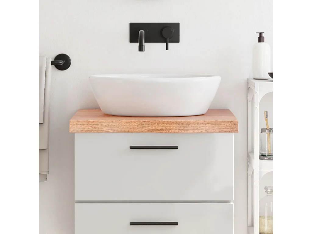 Bancada de banheiro marrom 60x60x(2-6) cm madeira tratada