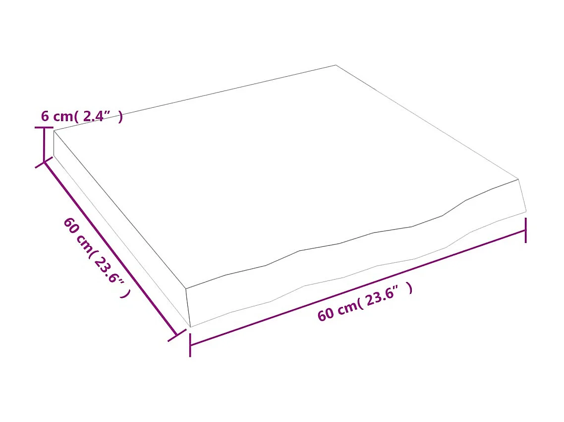Braune Badezimmertheke 60x60x(2-6) cm behandeltes Holz