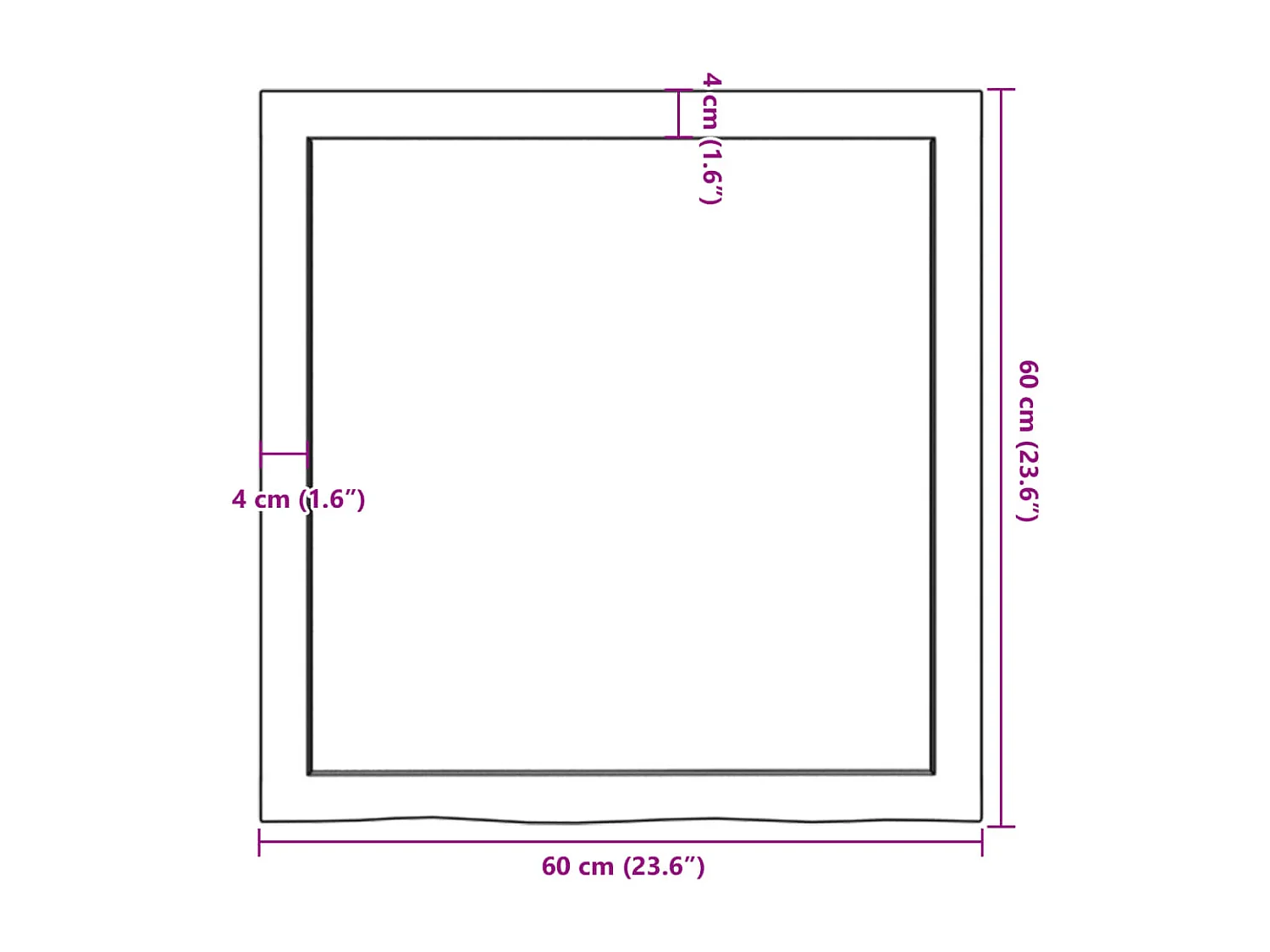 Braune Badezimmertheke 60x60x(2-6) cm behandeltes Holz