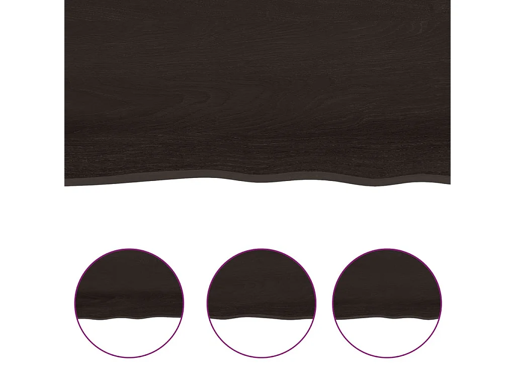 Encimera de baño de madera maciza tratada de color marrón oscuro