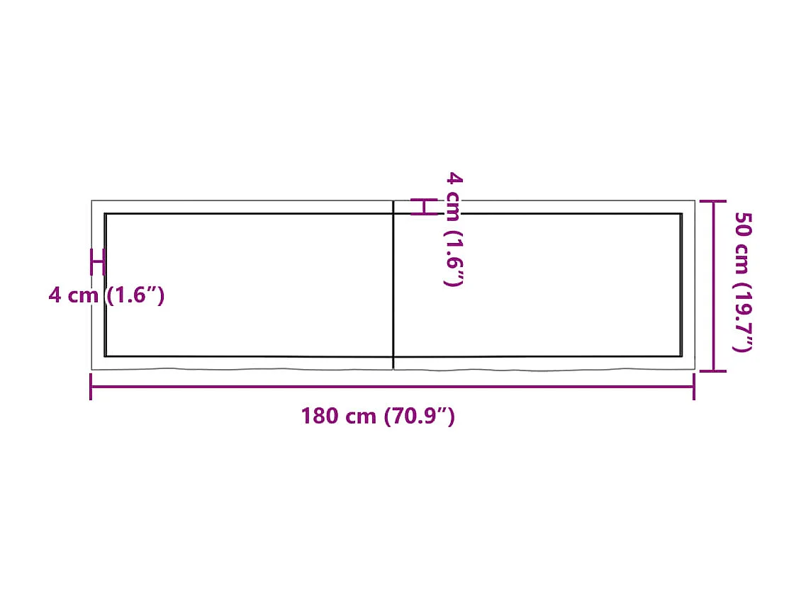 Encimera de baño de madera maciza tratada de color marrón oscuro