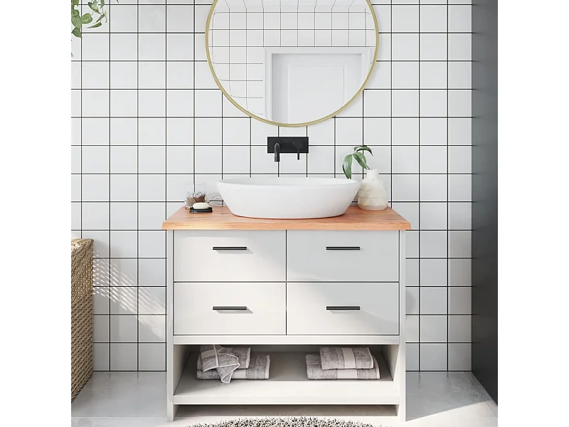 Comptoir de salle de bain marron clair 100x50x2 cm bois traité