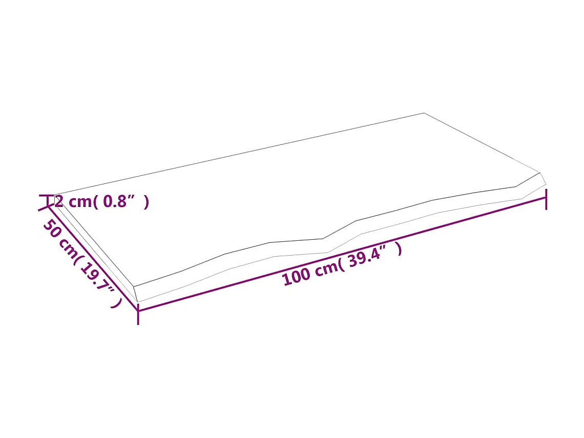 Piano bagno marrone chiaro 100x50x2 cm legno trattato