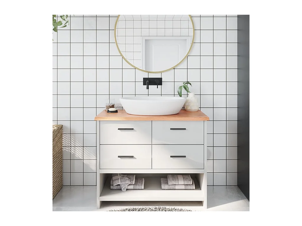 Comptoir de salle de bain marron clair 100x50x2 cm bois traité