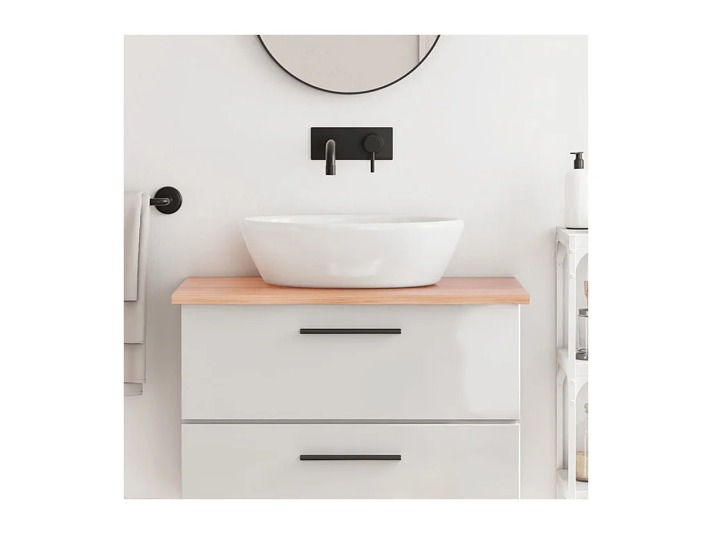 Comptoir de salle de bain marron clair 80x50x2 cm bois traité