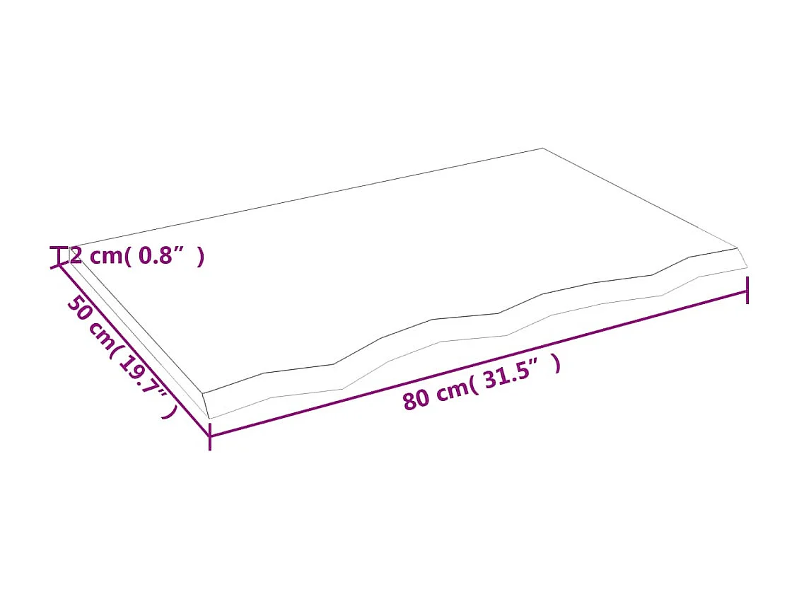 Hellbraune Badezimmertheke 80x50x2 cm aus behandeltem Holz