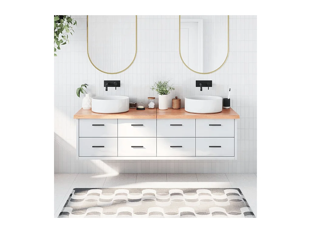 Comptoir de salle de bain marron 180x50x(2-4) cm bois traité