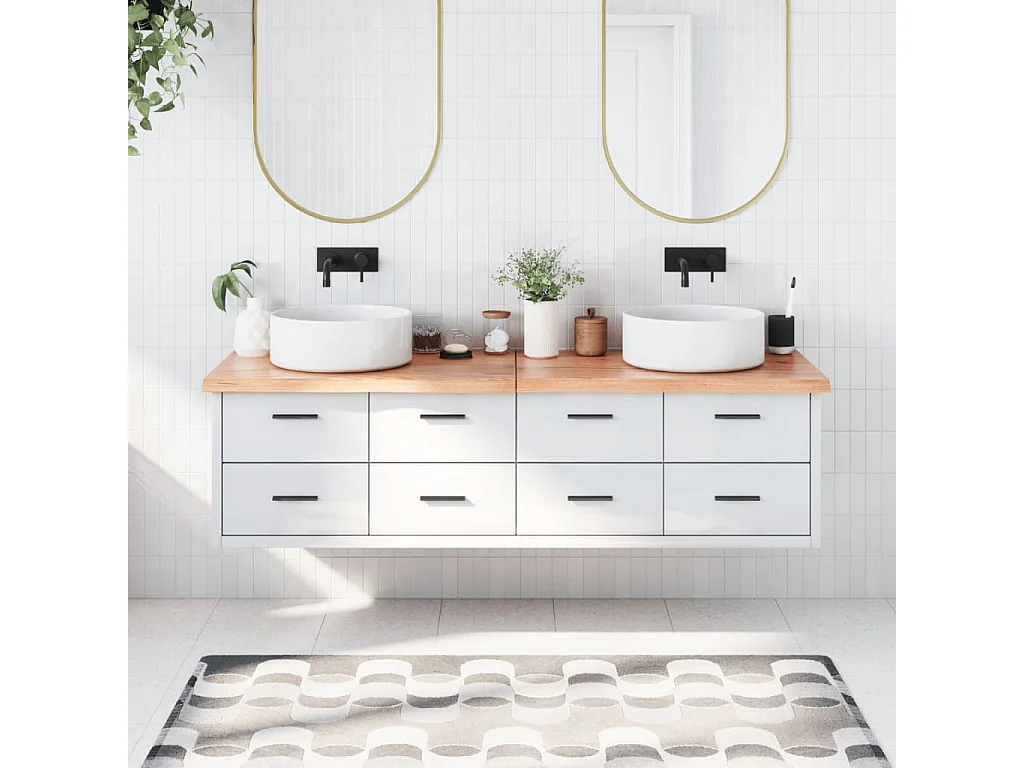 Bancada de banheiro marrom 180x50x(2-4) cm madeira tratada