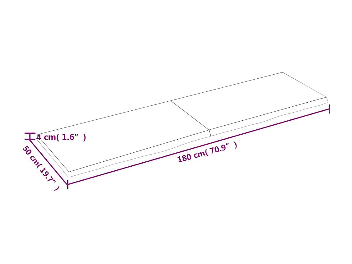 Bancada de banheiro marrom 180x50x(2-4) cm madeira tratada
