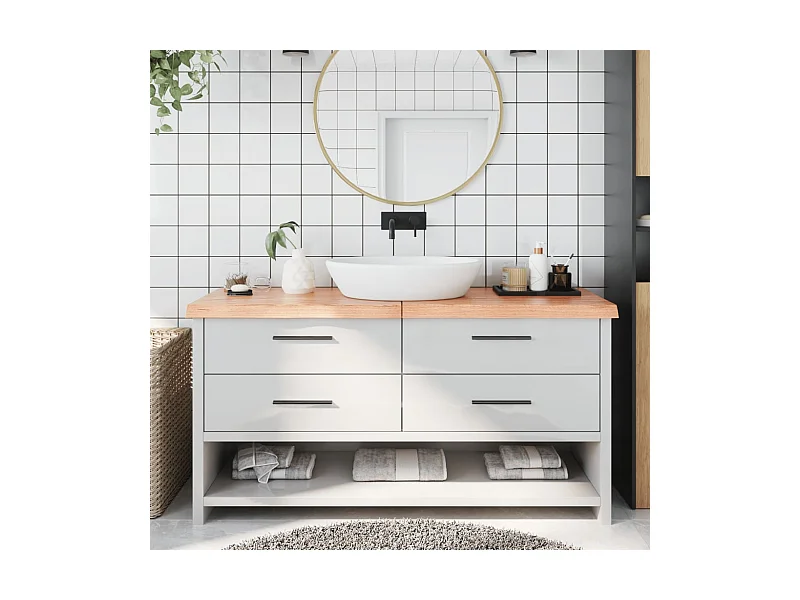 Comptoir de salle de bain marron 160x60x(2-6) cm bois traité