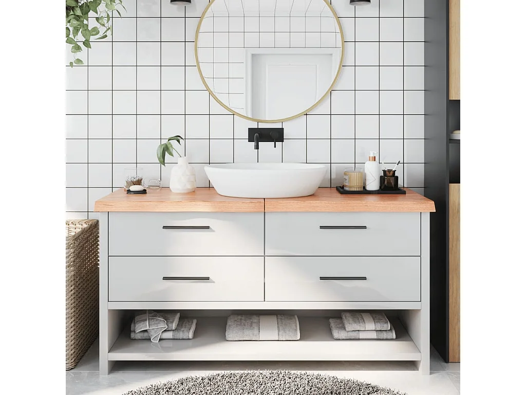 Bancada de banheiro marrom 160x60x(2-6) cm madeira tratada