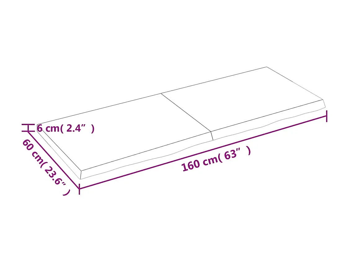 Bancada de banheiro marrom 160x60x(2-6) cm madeira tratada