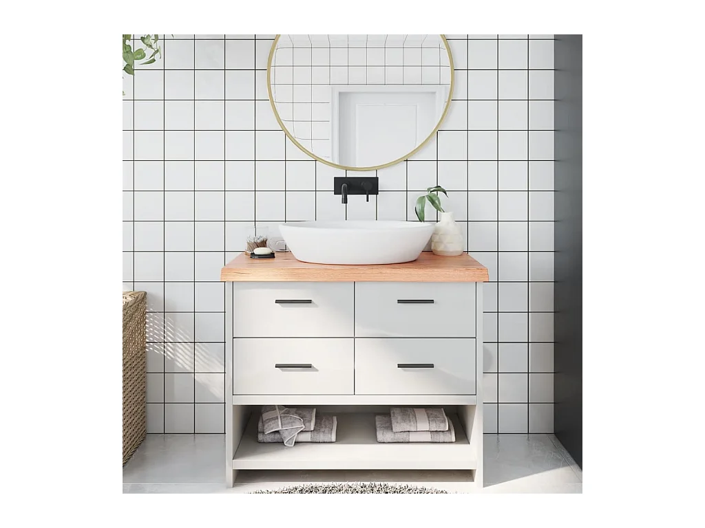 Comptoir de salle de bain marron 100x50x(2-6) cm bois traité