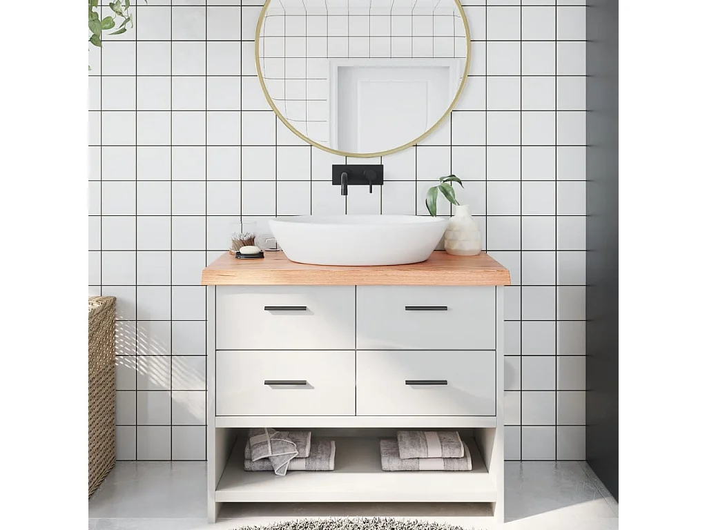 Encimera de baño marrón 100x50x(2-6) cm madera tratada