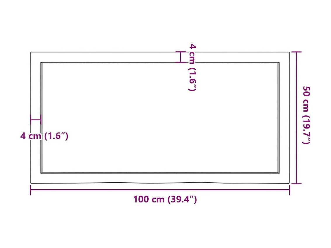 Encimera de baño marrón 100x50x(2-6) cm madera tratada