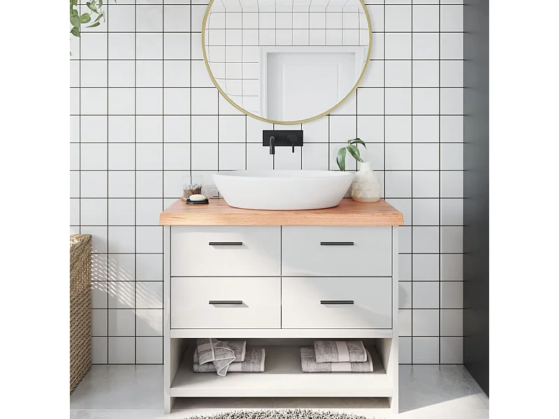 Comptoir de salle de bain marron 100x50x(2-6) cm bois traité