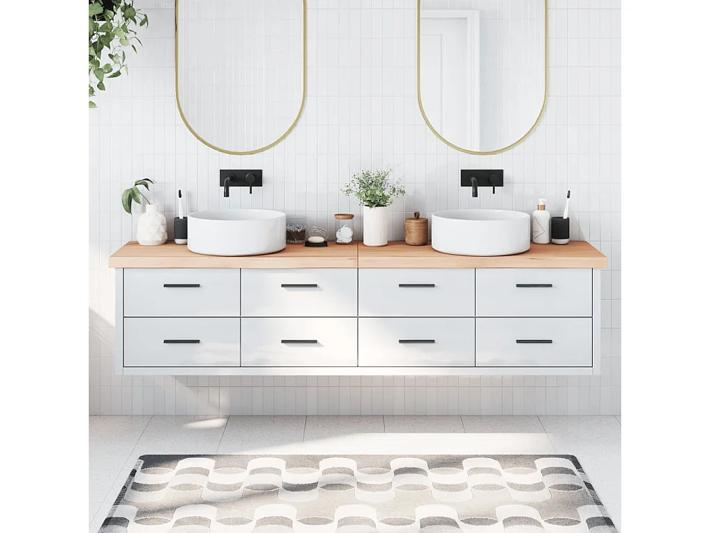 Mobile bagno 220x50x(2-6)cm legno massello non trattato